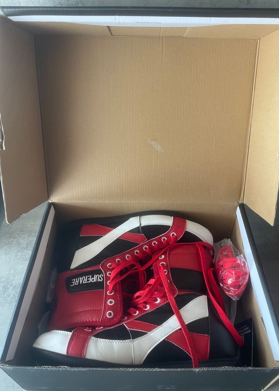 Superare SE Boxing Shoes Men’s 6 Red Black Lightweight Wide Toe w/ Box